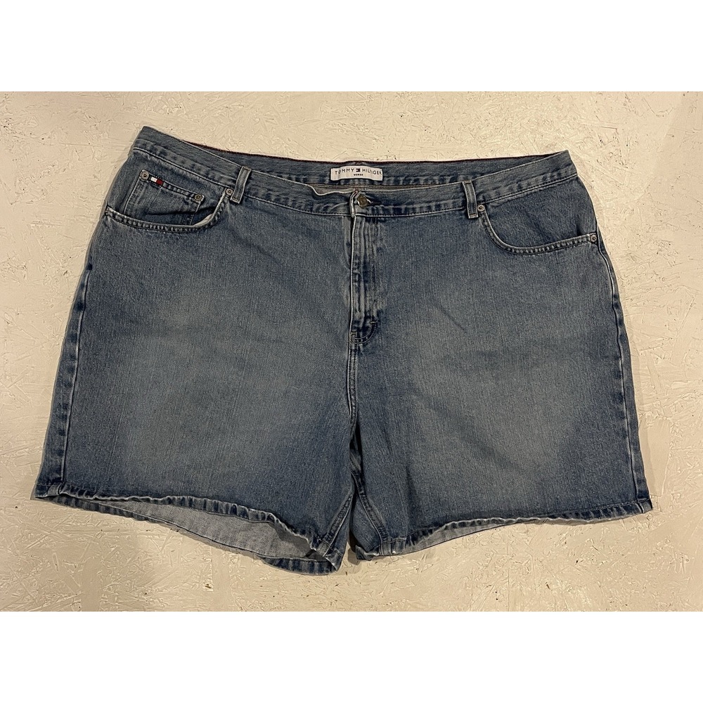 Tommy Hilfiger Size 44 Ladies Blue‎ Denim Shorts Cotton 5 Pockets Front Zipper